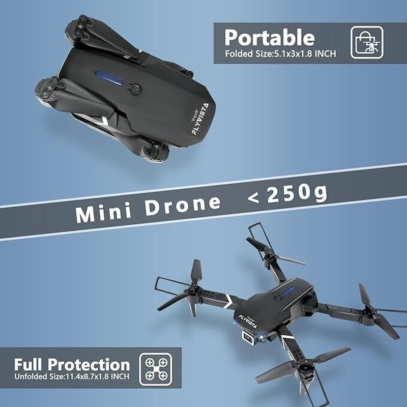 HD 1080P Mini Foldable Quadcopter Drone with Camera and One Battery - Black