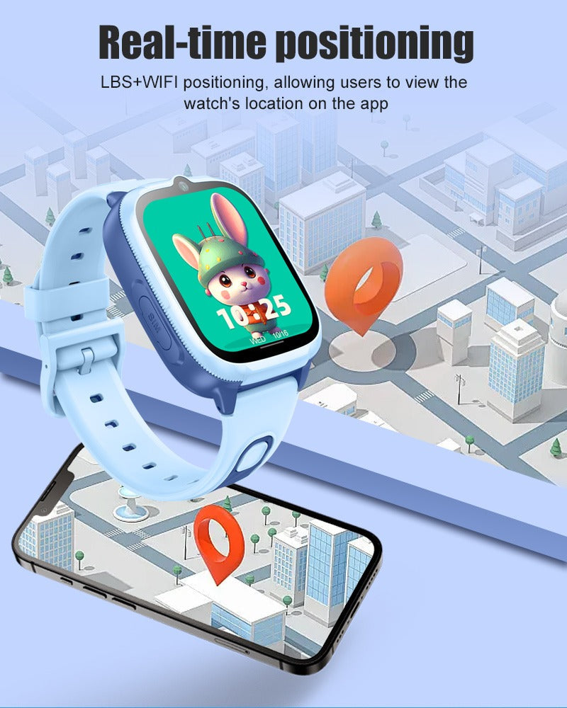 4G Children's Smartwatch D53 with GPS Tracking, Video Calling, Waterproof Design, SOS Function, Anti-Lost Features, and Parental Control App
