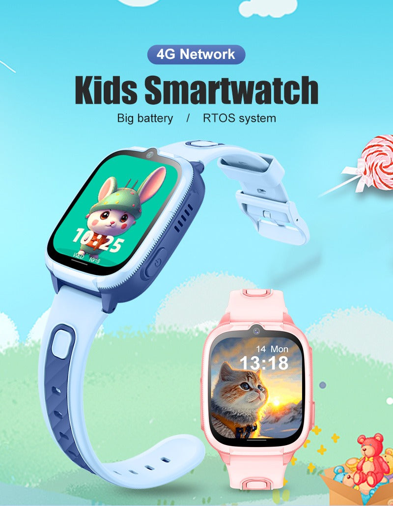 4G Children's Smartwatch D53 with GPS Tracking, Video Calling, Waterproof Design, SOS Function, Anti-Lost Features, and Parental Control App
