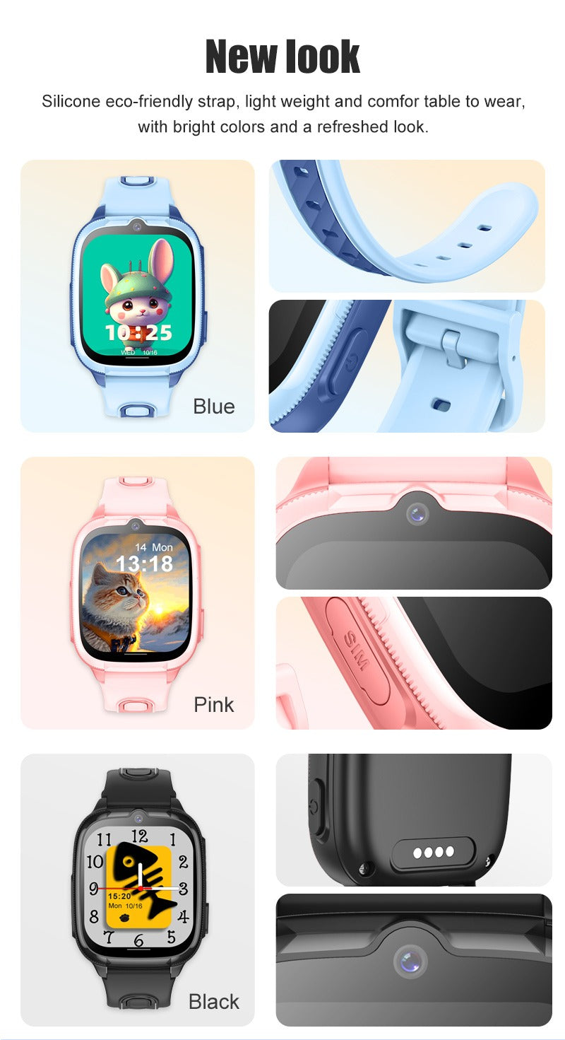 4G Children's Smartwatch D53 with GPS Tracking, Video Calling, Waterproof Design, SOS Function, Anti-Lost Features, and Parental Control App