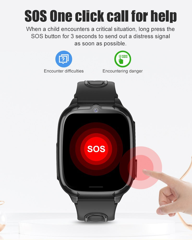 4G Children's Smartwatch D53 with GPS Tracking, Video Calling, Waterproof Design, SOS Function, Anti-Lost Features, and Parental Control App