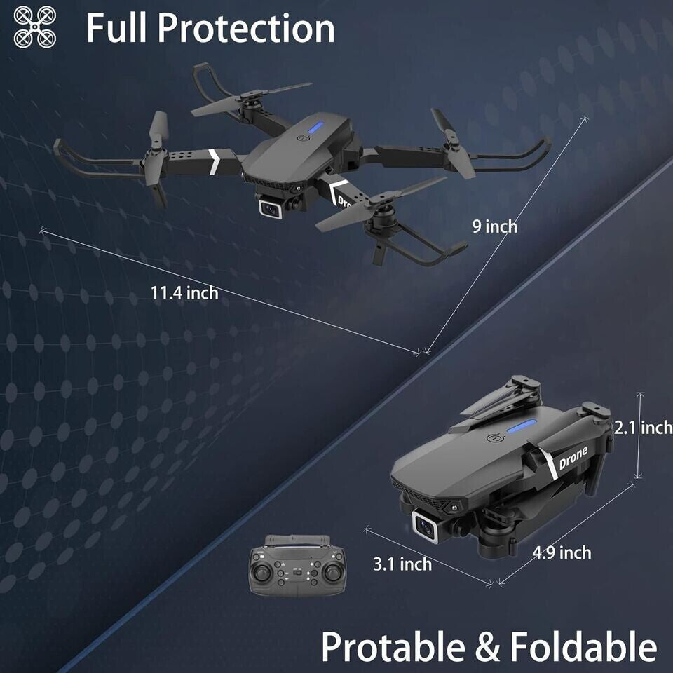 HD 1080P Mini Foldable Quadcopter Drone with Camera and One Battery - Black