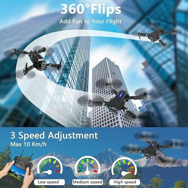 HD 1080P Mini Foldable Quadcopter Drone with Camera and One Battery - Black