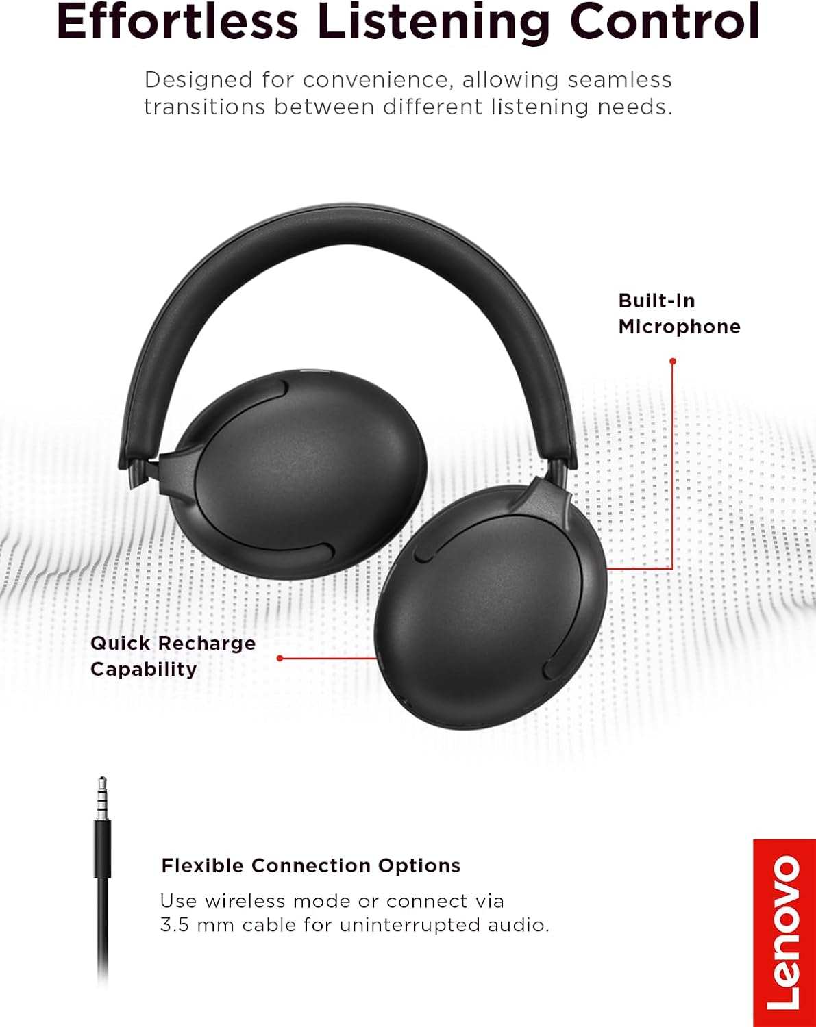Wireless Over-Ear Bluetooth Headphones 2000 with 40mm Drivers, 110 Hours Battery Life, Dual Wired & Wireless Functionality, Fast Charging, Built-in Microphone, Closed-Back Design, Black