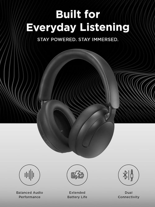 Wireless Over-Ear Bluetooth Headphones 2000 with 40mm Drivers, 110 Hours Battery Life, Dual Wired & Wireless Functionality, Fast Charging, Built-in Microphone, Closed-Back Design, Black