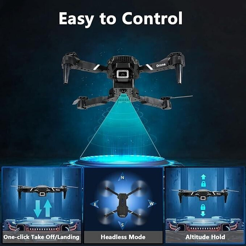 HD 1080P Mini Foldable Quadcopter Drone with Camera and One Battery - Black