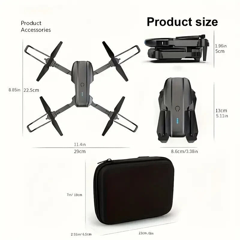 HD 1080P Mini Foldable Quadcopter Drone with Camera and One Battery - Black